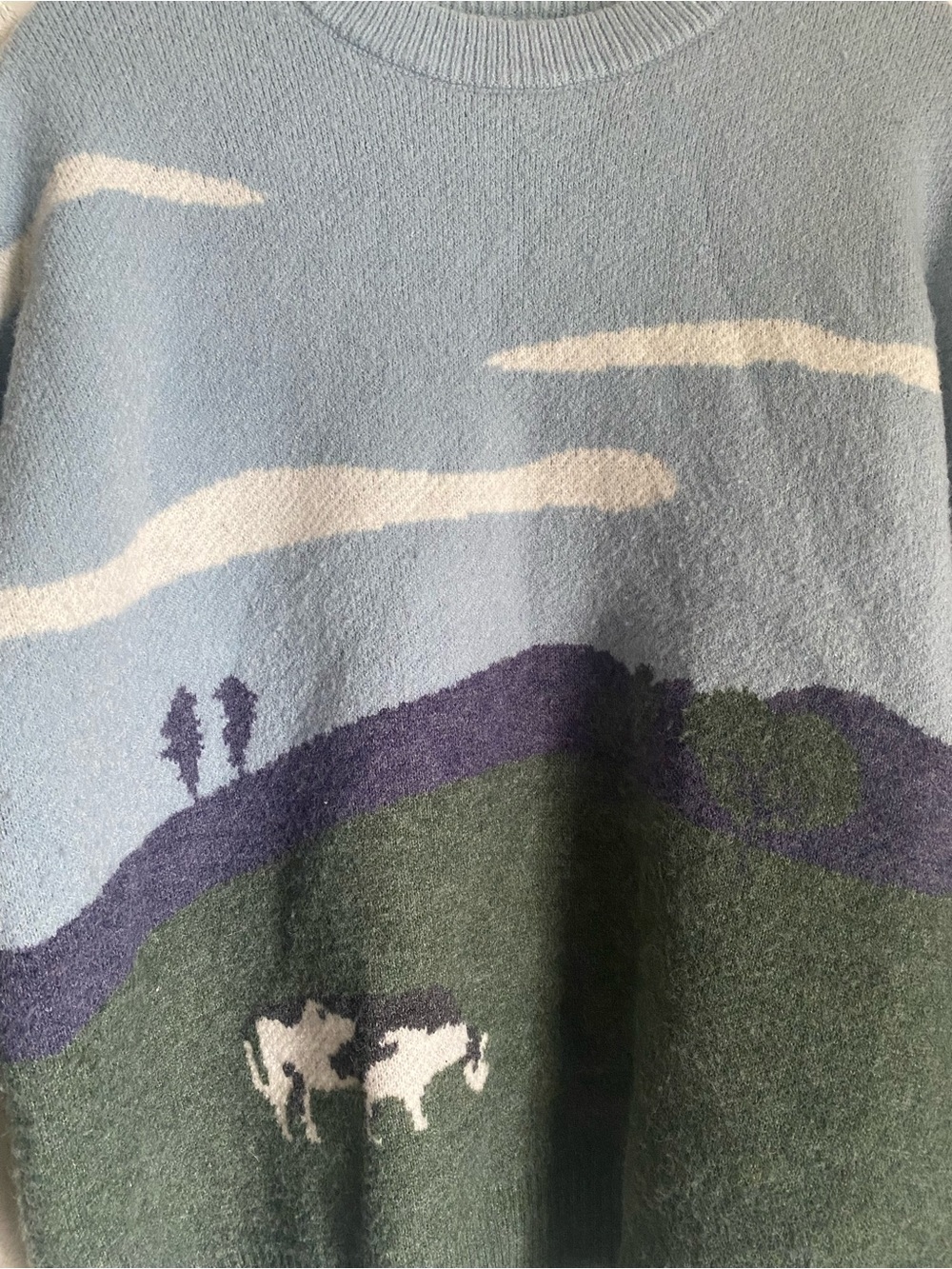 Scenic Prairie Cow Pattern Knit Sweater Size Large - Picture 4 of 6